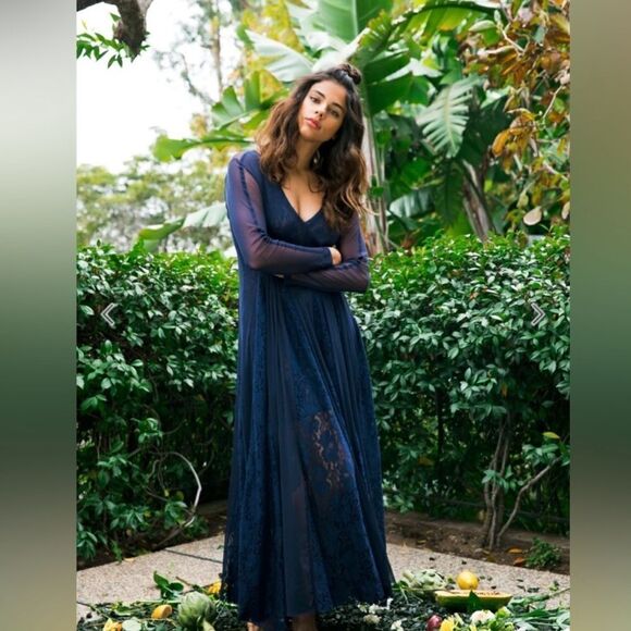 We Are HAH Mama C Lace Sheer Dress in Night Navy.Size XS - Picture 1 of 16